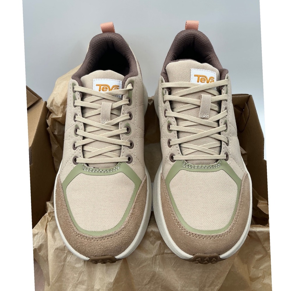 Teva Ellwood Womens Sneakers Pebble Green Tan Canvas Suede‎ Low Top 1155271